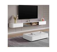 FAJNUZI2024 Mueble bajo para colgar en la pared, moderno mueble de televisión blanco, adecuado para sala de estar y dormitorio, armario de TV (180 cm)