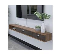 FAJNUZI2024 Mueble de TV flotante montado en la pared, estantes flotantes con 2 puertas, centro de consola de medios de entretenimiento para sala de estar, gabinete de TV flotante (ruina, pequeño)