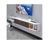 FAJNUZI2024 - Mueble de TV para pared, estantes flotantes con puerta para sala de estar y oficina, mueble de TV de pared, color blanco