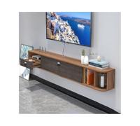 FAJNUZI2024 - Mueble para TV colgante, para pared, estantes flotantes con puerta para salón y oficina, mueble de TV de pared, color marrón