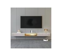 FAJNUZI2024 Panel TV Pared Mueble de TV for Sala Estar, Tablero Roca, Colgante Pared Madera Maciza (con Luces)(Medio)