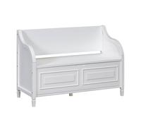 FAJNUZI2024 Pie de Cama Banco de Entrada de Madera Maciza con bisagra de Seguridad, Taburete Multifuncional for Zapatos con cojín tapizado extraíble. Banco para Cama(Blanco)