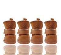 FaJoek Zapatos para Perros, 4pcs Protector de Pata, Botas de Nieve Antideslizantes, para Perros Pequeños y Medianos, Cálidas y Cómodas (Marrón)