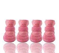 FaJoek Zapatos Perro, 4pcs Protector de Pata de Botas para Perros, Botas Nieve para Perros, Antideslizante Perro Zapatos, para Perros Pequeños y Medianos, Cálidos y cómodo (Rosa)