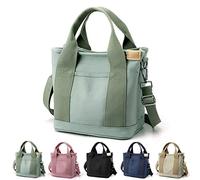 FAJOS Women's Fashion Canvas Tote Bag | Large Capacity Multi-Pocket Crossbody Handbag | Waterproof Fabric | Perfect for Work, Travel & Shopping (Green)