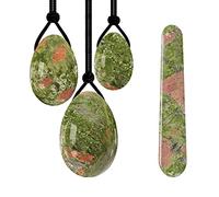 FAJOS Yoni Eggs - Juego de varita Yoni para mujer, juego de varita Yoni de jade natural Kegel ejercicio sin perforar, bola de masaje sin perforar, varita de huevo perforada