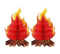 Fake Fire - 2 Pieces Artificial Fire Flames | Easy To Use 3D Cardboard Party Centerpiece For Home Room Table Party Wedding Reception Dinner Beach Patio Terrace Balcony