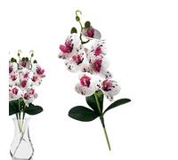 Fake Flower Arrangement, 3 Leaf Orchid Display, Faux Phalaenopsis Vase Accent, Artificial Bloom Decoration for Indoor, Outdoor, Home, Bedroom, Bathroom, Living Room, Office, Farmhouse