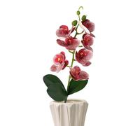 Fake Flower Arrangement, 3 Leaf Orchid Display, Faux Phalaenopsis Vase Accent, Artificial Bloom Decoration for Indoor, Outdoor, Home, Bedroom, Bathroom, Living Room, Office, Farmhouse
