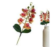 Fake Flower Arrangement, 3 Leaf Orchid Display, Faux Phalaenopsis Vase Accent, Artificial Bloom Decoration for Indoor, Outdoor, Home, Bedroom, Bathroom, Living Room, Office, Farmhouse