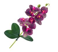 Fake Flower Arrangement, 3 Leaf Orchid Display, Faux Phalaenopsis Vase Accent, Artificial Bloom Decoration for Indoor, Outdoor, Home, Bedroom, Bathroom, Living Room, Office, Farmhouse