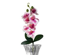 Fake Flowers 3 Leaf, Falso Phalaenopsis Orquíde, Jarrón decorativo Artificial Floral Arrangement Orchid Plant Decoration, for Home Bedroom Bathroom Living Room Office Indoor Outdoor Farmhouse Use