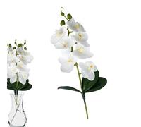 Fake Flowers Orchid, 3-Leaf Faux Phalaenopsis, Vase Decor with Sturdy Build, Artificial Bloom Aid with, Modern Home Style, Accessory for Indoor Outdoor Bedroom Bathroom