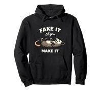 Fake It Till You Make It Funny Ironic Gen Z Meme Rata Cita Sudadera con Capucha