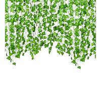 Fake Ivy Vines - guirnalda verde colgante artificial, decoración de la pared de la hoja | Decoración de plantas falsas a prueba de lágrimas, vegetación estética impermeable para dormitorio, balcón, te