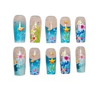 Fake Nails, False Nails, Reusable Design Trendy Style Easy Application Secure Fit Lightweight Feel Stylish Shape, Manicure Tool for Holiday, Travel, Gathering, Event, Girls