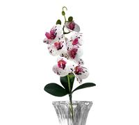 Fake Orchid Flower Set, Three Leaf Phalaenopsis Vase Decor, for Home Indoor Use, Silk Artificial Flower Material Build, Elegant Faux Plant Decoration, Living Room Bedroom Office Accent Piece