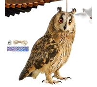 Fake Owl Decoy Bird Scarecrow Sculpture | Rotating Head Owl | Decorative Scarer Pendant with Bell- Fake Bi-rd Scare Device | Waterproof Patio Balcony Garden Decorations