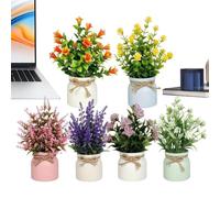 Fake Potted Flowers | 6 Pieces Mini Colorful Realistic Table Centerpieces