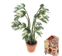 Fake Potted Plants - Miniature Variegated Monstera | Artificial Potted Plan