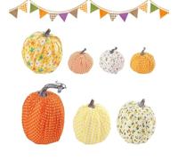 Fake Pumpkins - 7 Pieces Fabric Thanksgiving Rustic Desk Decoration-