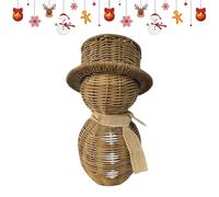 Fake Rattan Snowman Hat Scarf | Snowman Christmas Decorations | Rustic Faux Rattan Christmas Decorations for Indoor Outdoor Bedroom Living Room Office Desk Table Shelf Fireplace Coat Farmhouse