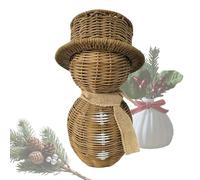 Fake Rattan Snowman Hat Scarf | Snowman Christmas Decorations | Rustic Faux Rattan Christmas Decorations for Indoor Outdoor Bedroom Living Room Office Desk Table Shelf Fireplace Coat Farmhouse