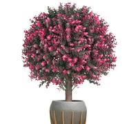 Fake Shrubs - 23 Inch Boxwood Decor, UV-Resistant Artificial Outdoor Plants, Faux Topiary Trees with Ground Stakes | Artificial Shrubs for Garden, Yard, Patio, Lawn, Pathway, Driveway, or Indoor Decor