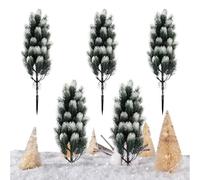Fake Trees, Realistic Cedar Pines with Lushes Greenery, Christmas Plants for Home, UV Resistant Design, Reusable Feature, Decorative Tool, Holiday Accessory for Porch 5 Pieces, 21.65in
