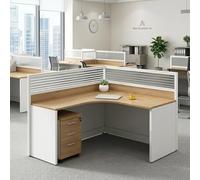Fakednss Mesa De Oficina Modular con Paneles Separadores, Escritorio con Pasacables Y Cajonera Móvil, Puesto De Trabajo para Oficina, Call Center Y Espacios Compartidos(L1-Person)