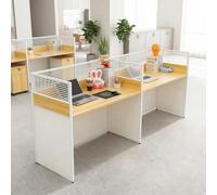 Fakednss Mesa De Oficina Modular con Paneles Separadores, Escritorio En L con Pasacables, Puesto De Trabajo para 1-6 Personas, Oficina Abierta Y Coworking(Without Cabinet,2-Person)