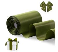 FAKILO Cinta de satén verde oliva de 4 pulgadas x 22 yardas de ancho, cinta gruesa para una gran apertura, cinta de negocios, esquejes de ceremonia, lazo, sillas de boda, fiesta, Navidad, decoración