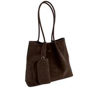 FAKKA Bolso de la compra para mujer, de piel sintética de ante suave, color marrón oscuro, resistente con cierre magnético y bolsillo interior para el trabajo, oficina, escuela, compras