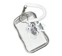 FAKKA - Tarjetero Transparente con Dije en Forma de Estrella, Fundas para Tarjetas Resistentes al Agua, Fundas Protectoras para Tarjetas de Crédito, Polipropileno y Silicona, Color Blanco