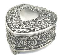 falado Caja de música de aleación de metal en relieve y movimiento dorado para Navidad, cumpleaños, día de San Valentín (forma de corazón, canción: historia de amor)