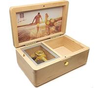 falado Caja de música de madera maciza de 18 notas con marco de fotos, para Navidad, cumpleaños, día de San Valentín, día de la madre, Tune of You are My Sunshine (madera de arce)