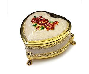 falado Emboss Alloy Metal Colorful Music Box Wind Up and Golden Movement Music Box for Christmas/Birthday/Valentine's Day (Heart Shaped, Song: You Are My Sunshine)