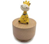 falado Mini Wooden Animal Rotary Music Box with Cute Giraffe Ornament (It's a Small World.)