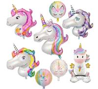 Falafoty Globos de unicornio, 8 globos de unicornio 3D, decoración de fiesta, globos de aluminio de unicornio para niñas, decoración de cumpleaños Unicore, suministros de fiesta de baby shower, globo