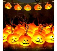 Falafoty Guirnalda de luces de calabaza de Halloween, 3 m, 20 LED, funciona con pilas, para interiores y exteriores, luz decorativa de otoño para Acción de Gracias, Halloween, Navidad, jardín