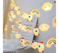 Falagoty - Guirnalda de luces LED para habitación de los niños, 3 m, 20 LED, nubes arcoíris, cohete, luz decorativa para interiores, temática de nave, luz de vacaciones, habitación de niños, fiesta de