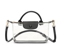 FALAN MULE Bolso de hombro transparente para mujer, bolso transparente de PVC con correa ajustable impermeable transparente para conciertos, eventos deportivos, compras, viajes, A03 Elegant Black