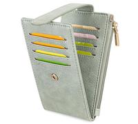 FALAN MULE Bolso de señoras, Mujeres Bolso pequeño con protección RFID, Mini Bolso Corto Mujeres de Cuero con Cremallera, Monedero de Cuero con 12 Cajas para Tarjetas, Monedero Weich Bequem Münzfach