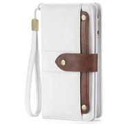 FALAN MULE Portafoglio da Donna in Vera Pelle Grande capacità Bifold RFID blocco Porta Carte con cerniera portamonete Tasche per le Donne, Bianco Puro, Vintage