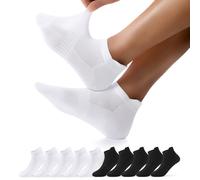 FALARY 10 Pares Calcetines Tobilleros Mujer Algodon 35-38 Calcetines Deporte Running Hombre Tobilleros (Blanco Negro)