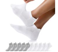FALARY 10 Pares Calcetines Tobilleros Mujer Algodon 35-38 Calcetines Deporte Running Hombre Tobilleros (Gris Blanco)