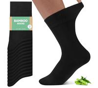 FALARY Calcetines Bambú Hombre Tallas Grandes - Calcetines Cómodos en Viscosa de Bambú con Puño Suave que No Aprieta - Negro - 47-50 - Pack de 12