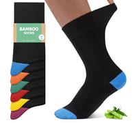 FALARY Calcetines Bambú Hombre Tallas Grandes - Calcetines Cómodos en Viscosa de Bambú con Puño Suave que No Aprieta - Multicolor - 47-50 - Pack de 6