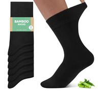 FALARY Calcetines Bambú Hombre Tallas Grandes - Calcetines Cómodos en Viscosa de Bambú con Puño Suave que No Aprieta - Negro - 47-50 - Pack de 6