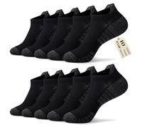 FALARY Calcetines Deportivos Hombre 43-46 Tobilleros Mujer Bajos Cortos Calcetas de Running de Algodón Transpirable 10 Pares Negro